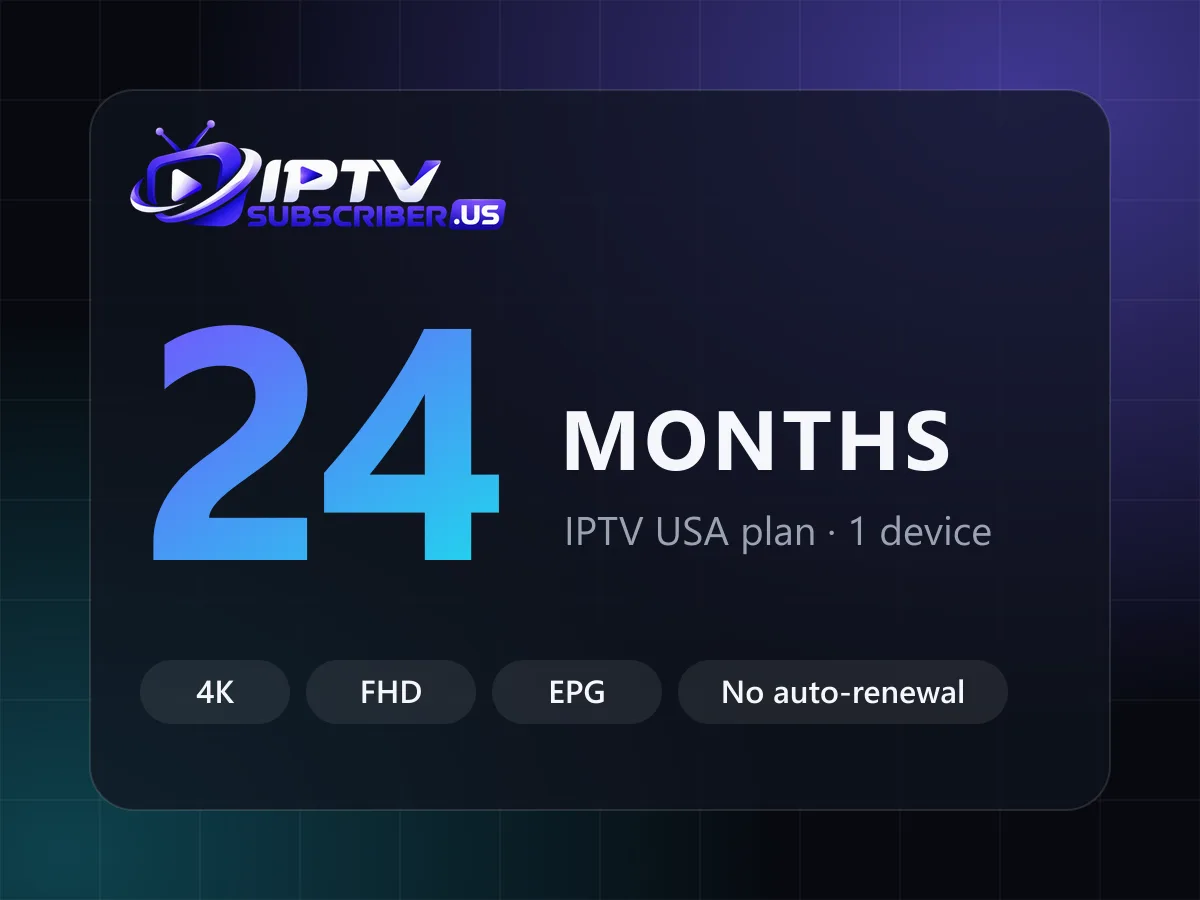 2 year IPTV subscription plan for IPTV USA, 1 device